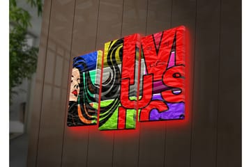 Dekorativ Canvasmålning LED-belysning 3 Delar - Flerfärgad - Inredning - Tavlor & posters - Canvastavla