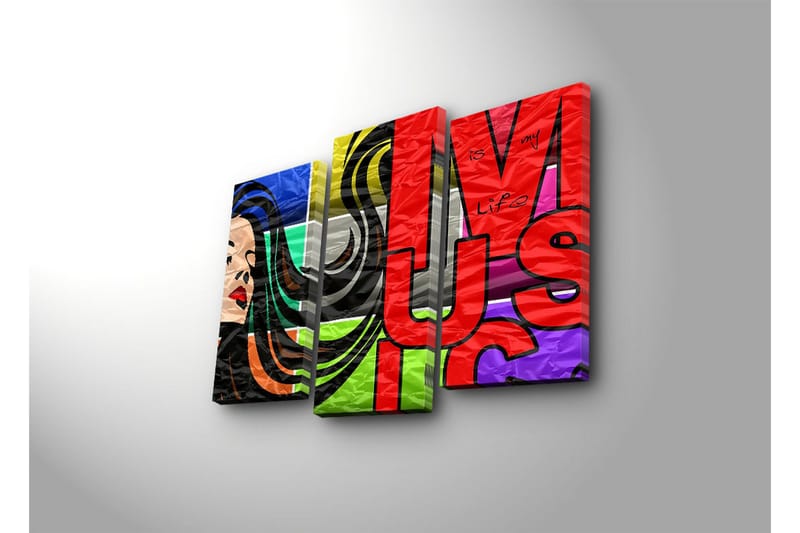 Dekorativ Canvasmålning LED-belysning 3 Delar - Flerfärgad - Inredning - Tavlor & posters - Canvastavla