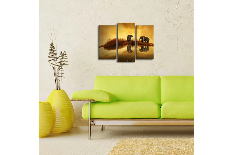 Dekorativ Canvasmålning LED-belysning 3 Delar - Flerfärgad - Inredning - Tavlor & posters - Canvastavla