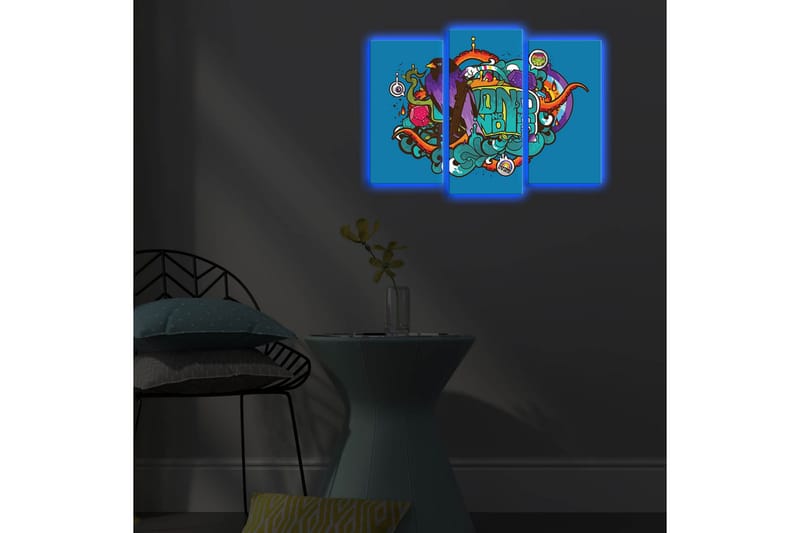 Dekorativ Canvasmålning LED-belysning 3 Delar - Flerfärgad - Inredning - Tavlor & posters - Canvastavla