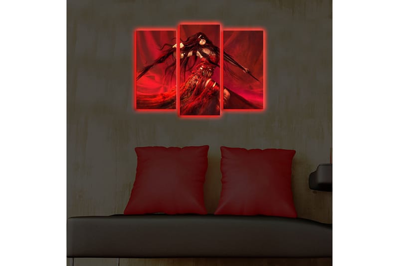 Dekorativ Canvasmålning LED-belysning 3 Delar - Flerfärgad - Inredning - Tavlor & posters - Canvastavla