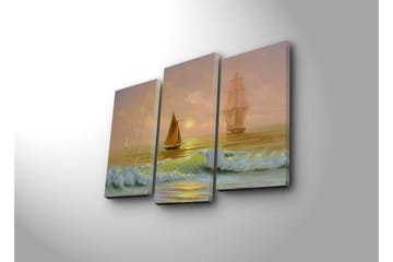 Dekorativ Canvasmålning LED-belysning 3 Delar - Flerfärgad - Inredning - Tavlor & posters - Canvastavla