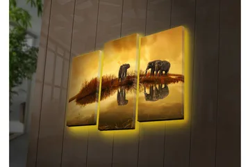 Dekorativ Canvasmålning LED-belysning 3 Delar - Flerfärgad - Inredning - Tavlor & posters - Canvastavla