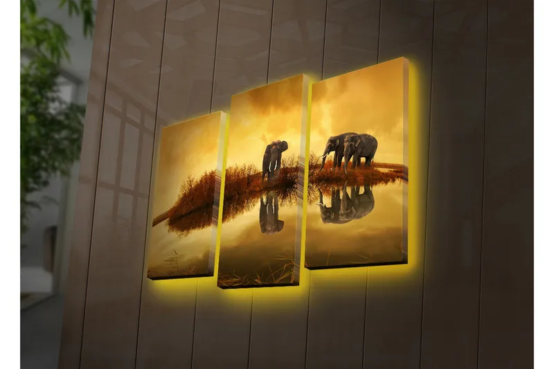 Dekorativ Canvasmålning LED-belysning 3 Delar - Flerfärgad - Inredning - Tavlor & posters - Canvastavla