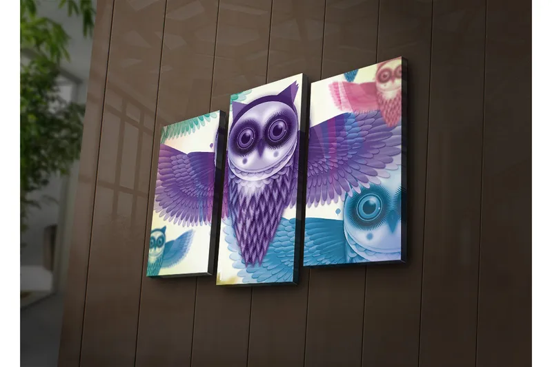 Dekorativ Canvasmålning LED-belysning 3 Delar - Flerfärgad - Inredning - Tavlor & posters - Canvastavla