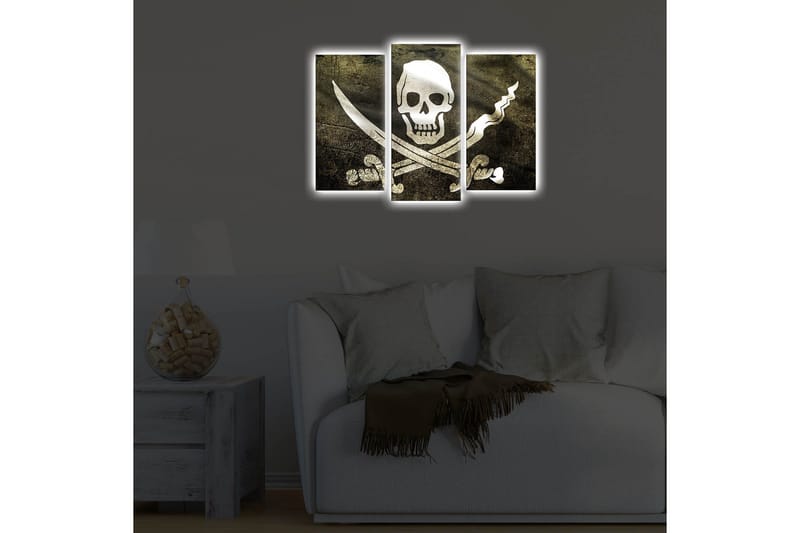 Dekorativ Canvasmålning LED-belysning 3 Delar - Flerfärgad - Inredning - Tavlor & posters - Canvastavla