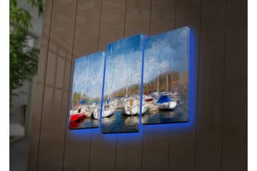 Dekorativ Canvasmålning LED-belysning 3 Delar - Flerfärgad - Inredning - Tavlor & posters - Canvastavla