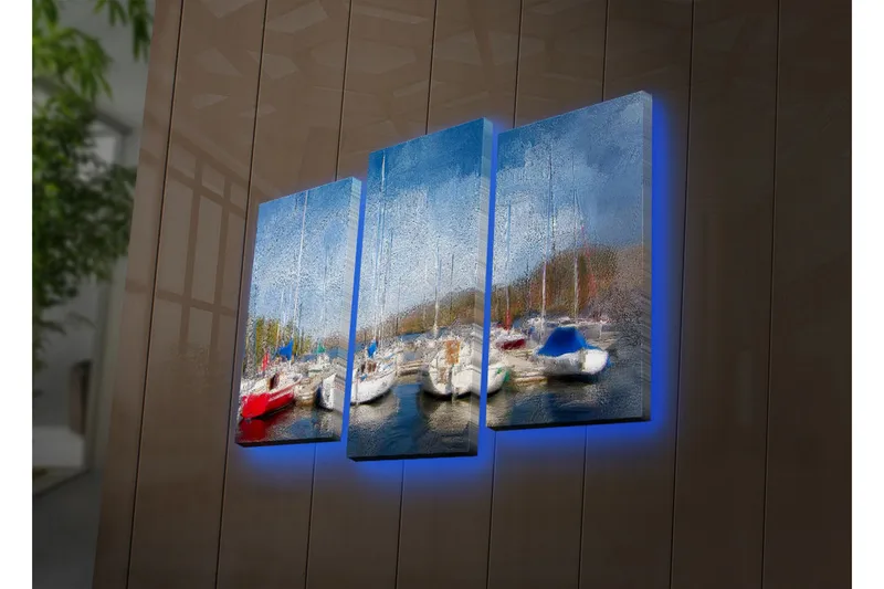 Dekorativ Canvasmålning LED-belysning 3 Delar - Flerfärgad - Inredning - Tavlor & posters - Canvastavla