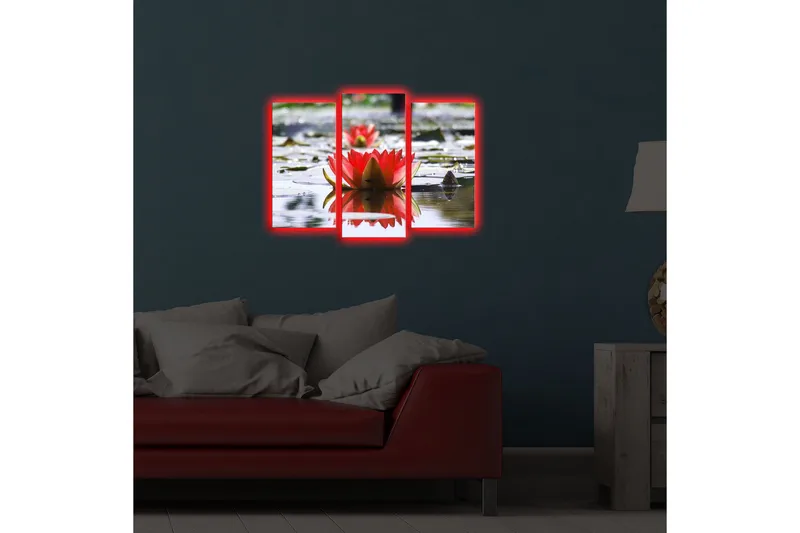 Dekorativ Canvasmålning LED-belysning 3 Delar - Flerfärgad - Inredning - Tavlor & posters - Canvastavla