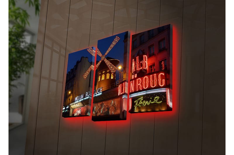 Dekorativ Canvasmålning LED-belysning 3 Delar - Flerfärgad - Inredning - Tavlor & posters - Canvastavla