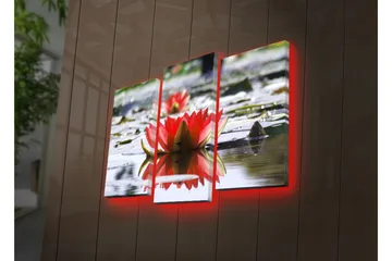 Dekorativ Canvasmålning LED-belysning 3 Delar - Flerfärgad - Inredning - Tavlor & posters - Canvastavla