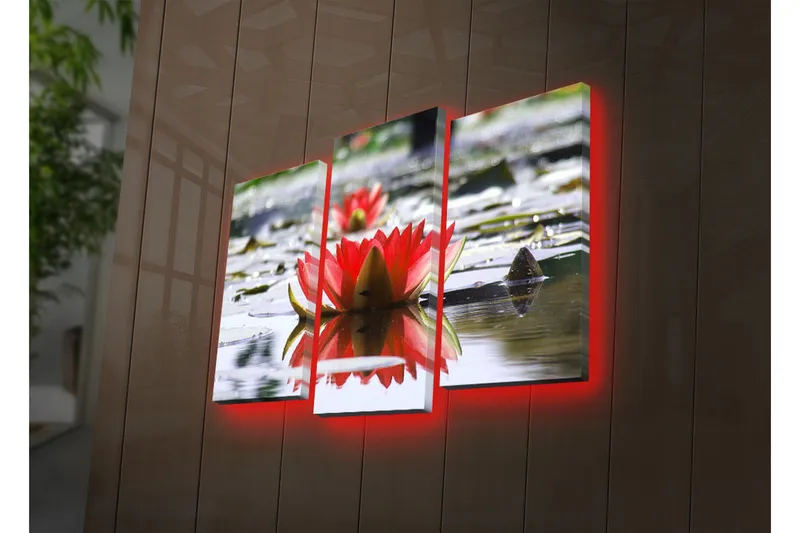 Dekorativ Canvasmålning LED-belysning 3 Delar - Flerfärgad - Inredning - Tavlor & posters - Canvastavla