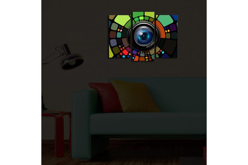 Dekorativ Canvasmålning LED-belysning 3 Delar - Flerfärgad - Inredning - Tavlor & posters - Canvastavla