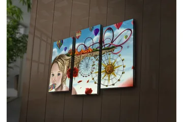 Dekorativ Canvasmålning LED-belysning 3 Delar - Flerfärgad - Inredning - Tavlor & posters - Canvastavla