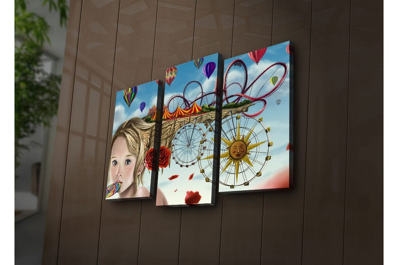 Dekorativ Canvasmålning LED-belysning 3 Delar - Flerfärgad - Inredning - Tavlor & posters - Canvastavla