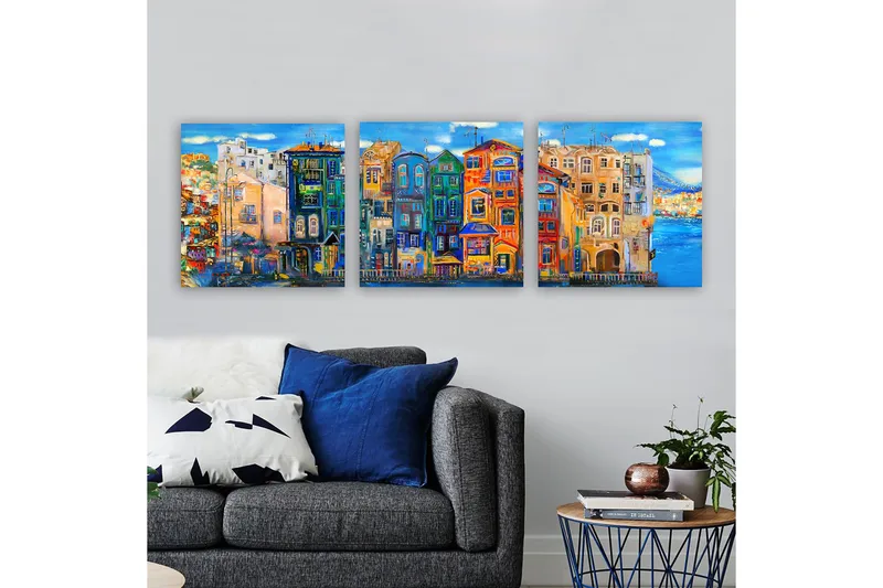 Dekorativ Canvastavla 3-Delar 30x30 cm, Flerfärgad
