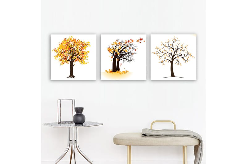 Dekorativ Canvastavla 3-Delar 30x30 cm, Flerfärgad