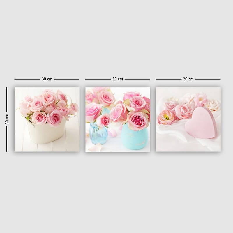 Dekorativ Canvastavla 3-Delar 30x30 cm, Flerfärgad