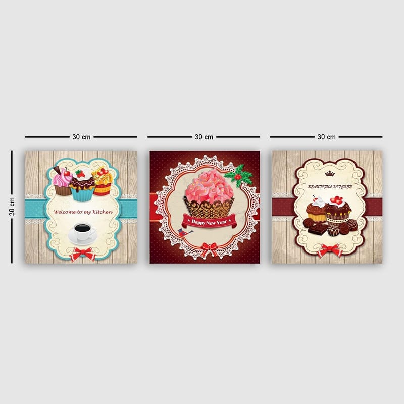 Dekorativ Canvastavla 3-Delar 30x30 cm, Flerfärgad