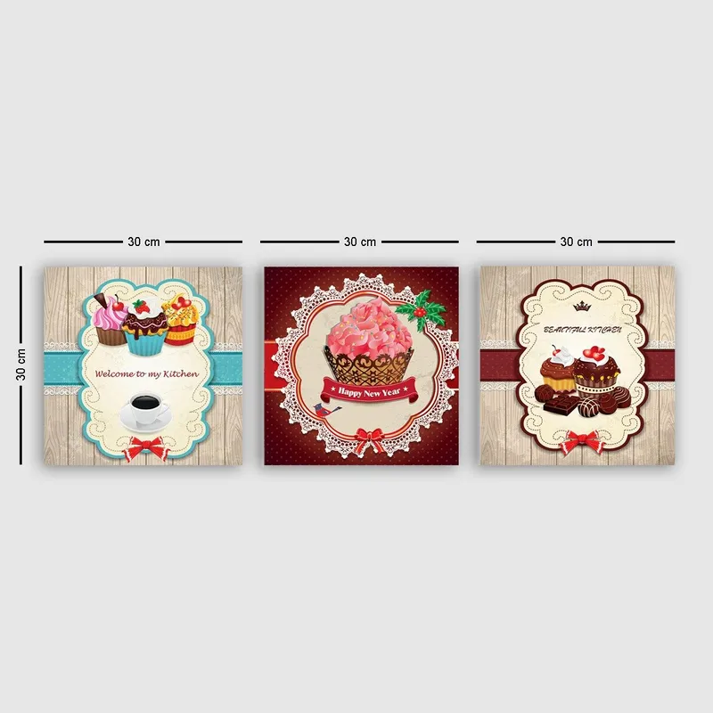 Dekorativ Canvastavla 3-Delar 30x30 cm, Flerfärgad