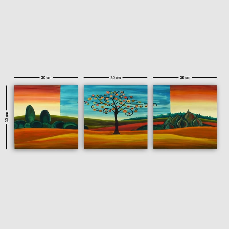 Dekorativ Canvastavla 3-Delar 30x30 cm - Flerfärgad - Inredning - Tavlor & posters - Canvastavla
