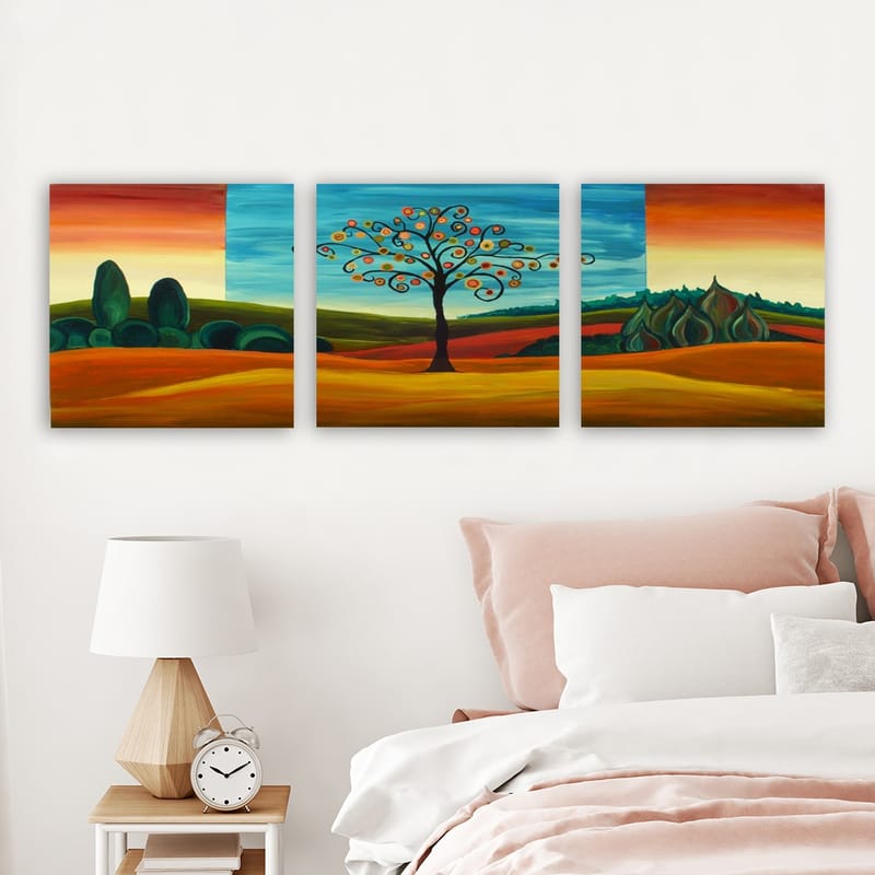 Dekorativ Canvastavla 3-Delar 30x30 cm - Flerfärgad - Inredning - Tavlor & posters - Canvastavla