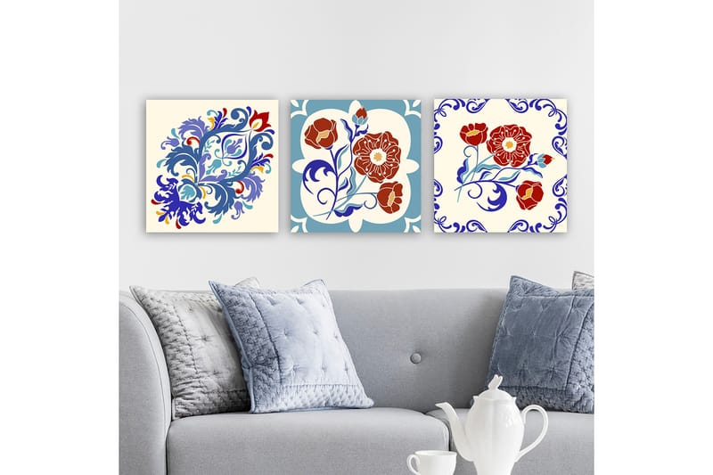 Dekorativ Canvastavla 3-Delar 30x30 cm - Flerfärgad - Inredning - Tavlor & posters - Canvastavla