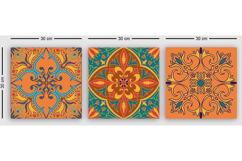 Dekorativ Canvastavla 3-Delar 30x30 cm - Flerfärgad - Inredning - Tavlor & posters - Canvastavla