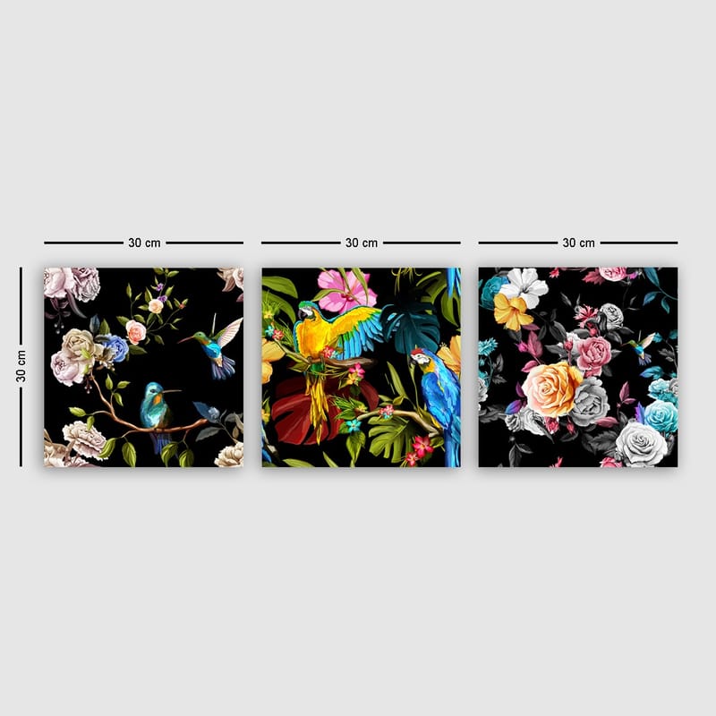 Dekorativ Canvastavla 3-Delar 30x30 cm - Flerfärgad - Inredning - Tavlor & posters - Canvastavla