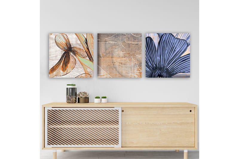 Dekorativ Canvastavla 3-Delar 30x30 cm - Flerfärgad - Inredning - Tavlor & posters - Canvastavla