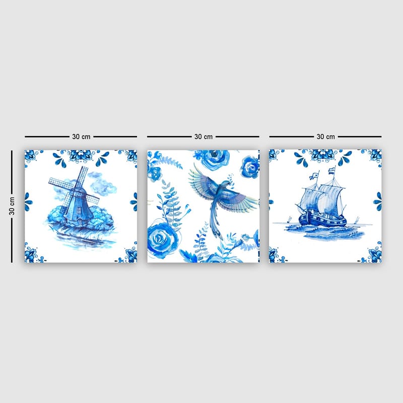 Dekorativ Canvastavla 3-Delar 30x30 cm - Flerfärgad - Inredning - Tavlor & posters - Canvastavla