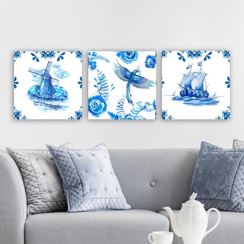 Dekorativ Canvastavla 3-Delar 30x30 cm - Flerfärgad - Inredning - Tavlor & posters - Canvastavla