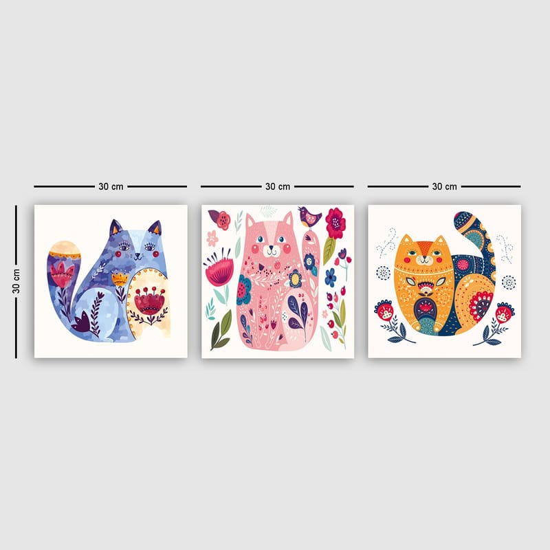 Dekorativ Canvastavla 3-Delar 30x30 cm - Flerfärgad - Inredning - Tavlor & posters - Canvastavla
