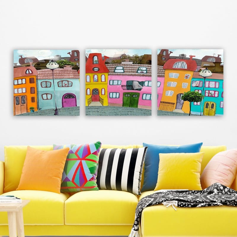 Dekorativ Canvastavla 3-Delar 30x30 cm - Flerfärgad - Inredning - Tavlor & posters - Canvastavla