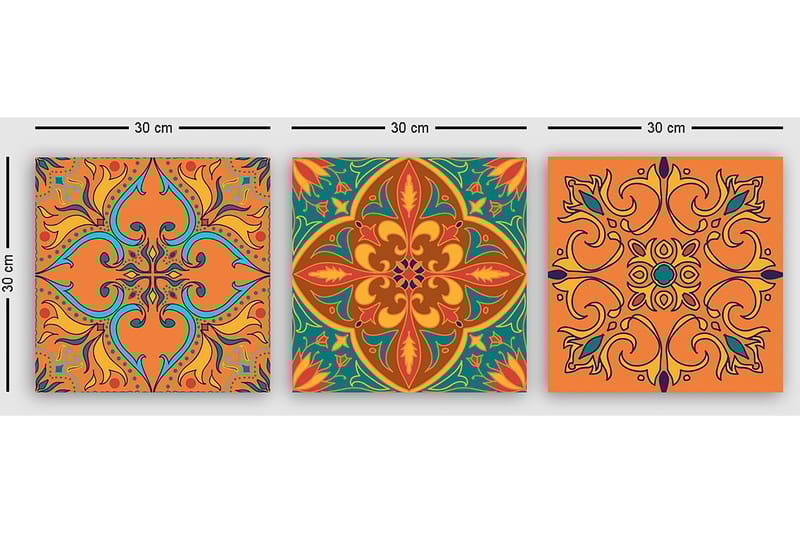 Dekorativ Canvastavla 3-Delar 30x30 cm - Flerfärgad - Inredning - Tavlor & posters - Canvastavla