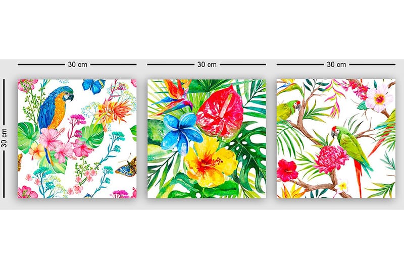 Dekorativ Canvastavla 3-Delar 30x30 cm - Flerfärgad - Inredning - Tavlor & posters - Canvastavla