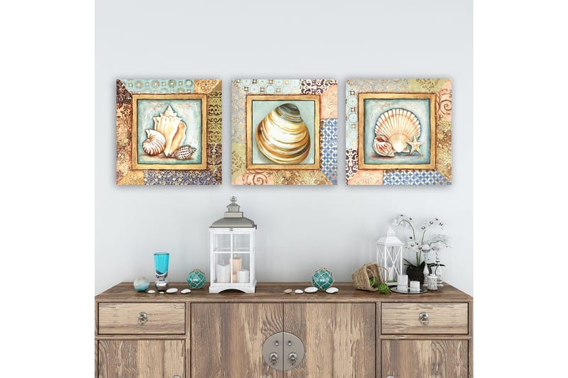 Dekorativ Canvastavla 3-Delar 30x30 cm, Flerfärgad