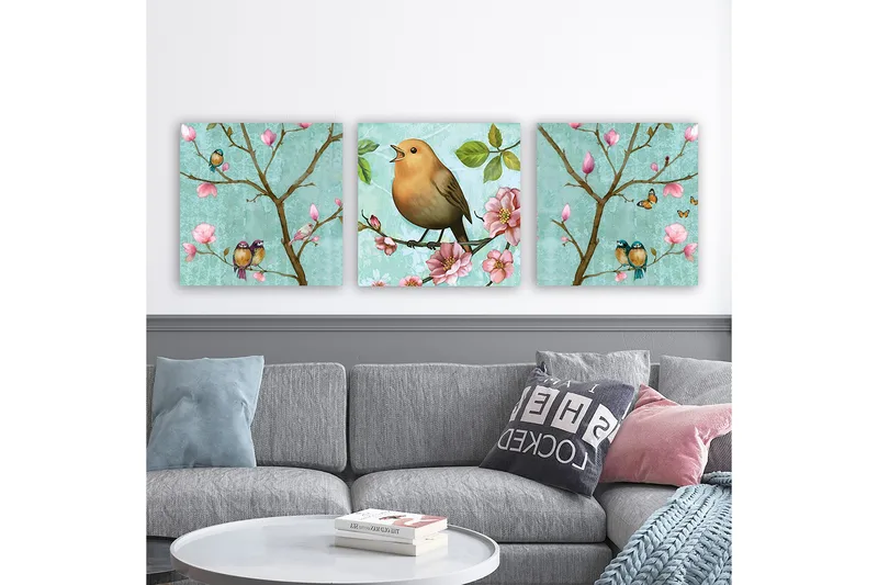 Dekorativ Canvastavla 3-Delar 30x30 cm, Flerfärgad