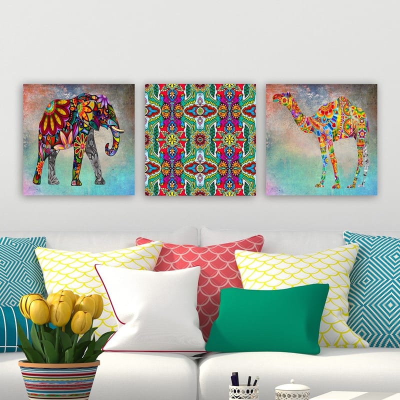 Dekorativ Canvastavla 3-Delar 30x30 cm - Flerfärgad - Inredning - Tavlor & posters - Canvastavla