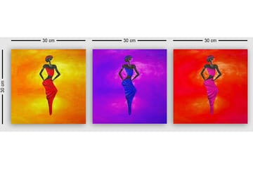 Dekorativ Canvastavla 3-Delar 30x30 cm - Flerfärgad - Inredning - Tavlor & posters - Canvastavla