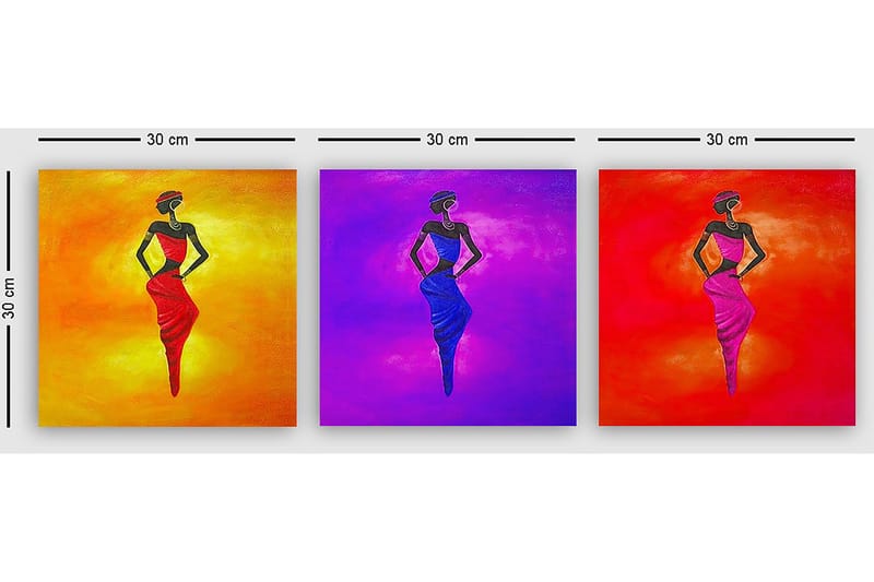 Dekorativ Canvastavla 3-Delar 30x30 cm - Flerfärgad - Inredning - Tavlor & posters - Canvastavla