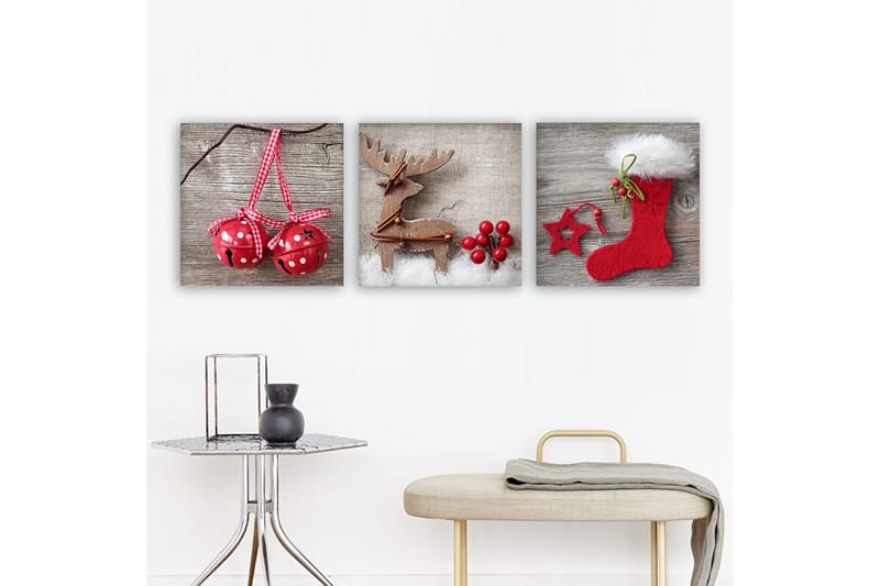 Dekorativ Canvastavla 3-Delar 30x30 cm, Flerfärgad