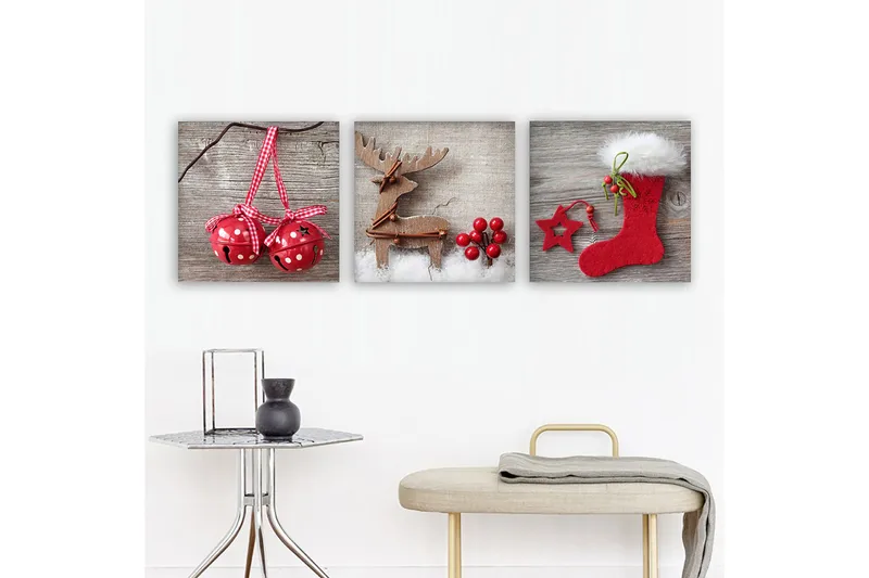 Dekorativ Canvastavla 3-Delar 30x30 cm, Flerfärgad