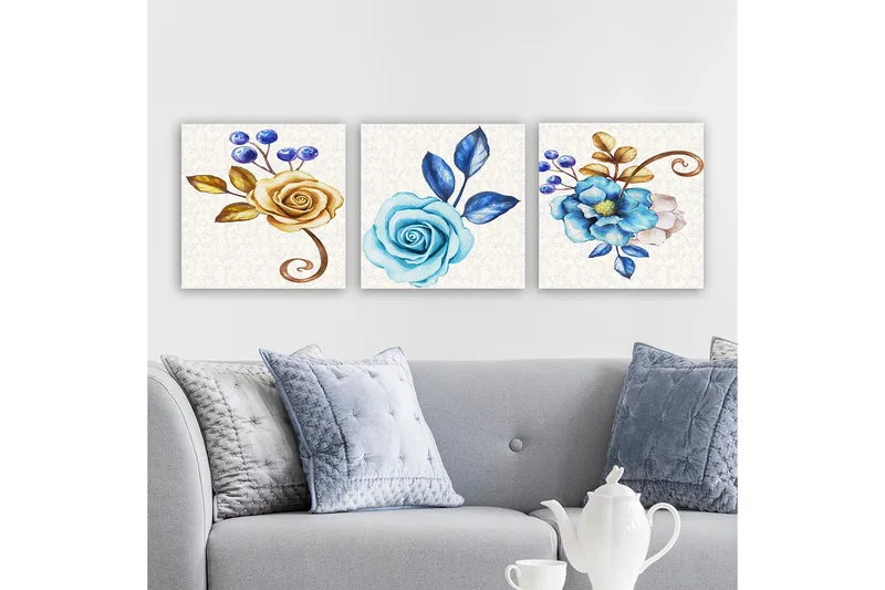 Dekorativ Canvastavla 3-Delar 30x30 cm, Flerfärgad