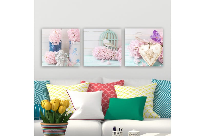 Dekorativ Canvastavla 3-Delar 30x30 cm, Flerfärgad