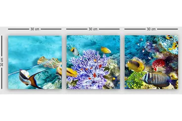 Dekorativ Canvastavla 3-Delar 30x30 cm - Flerfärgad - Inredning - Tavlor & posters - Canvastavla