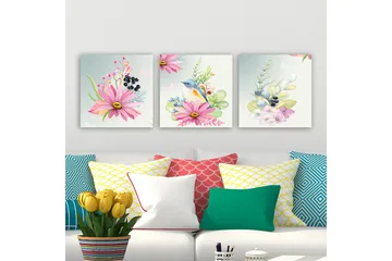 Dekorativ Canvastavla 3-Delar 30x30 cm - Flerfärgad - Inredning - Tavlor & posters - Canvastavla