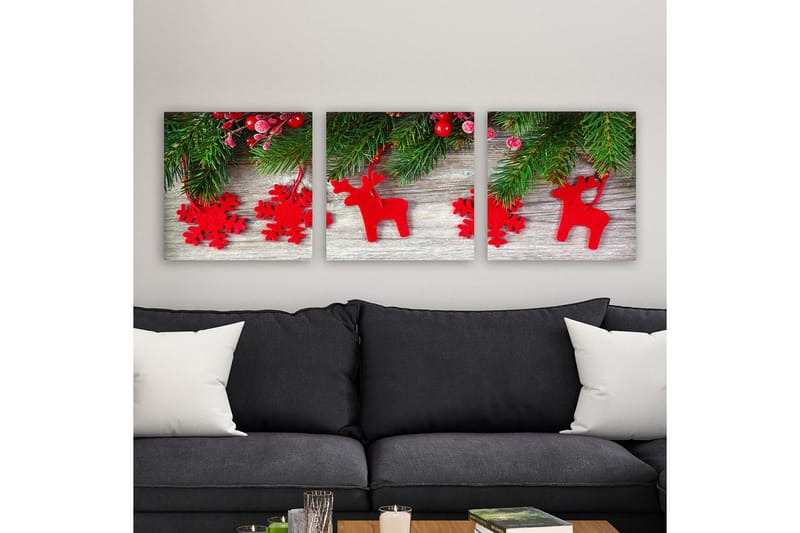 Dekorativ Canvastavla 3-Delar 30x30 cm, Flerfärgad