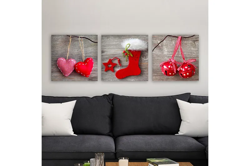 Dekorativ Canvastavla 3-Delar 30x30 cm, Flerfärgad