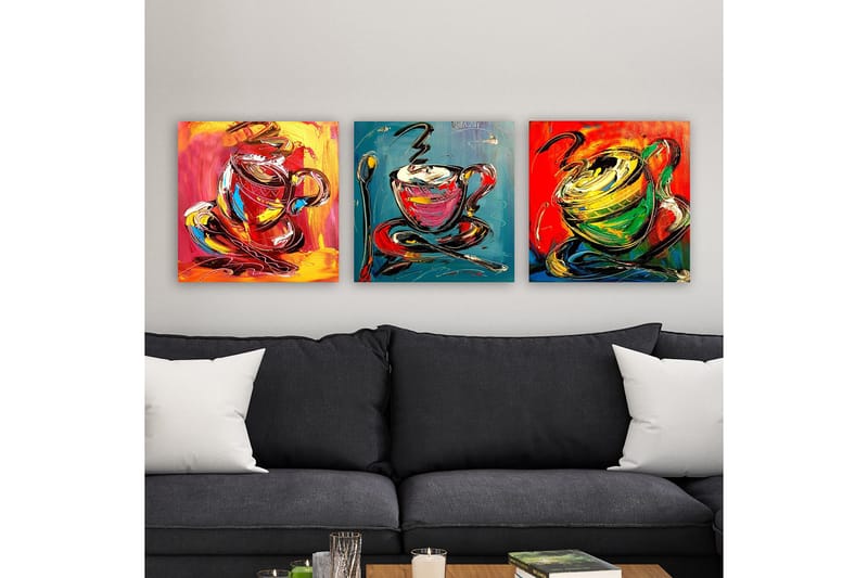 Dekorativ Canvastavla 3-Delar 30x30 cm, Flerfärgad